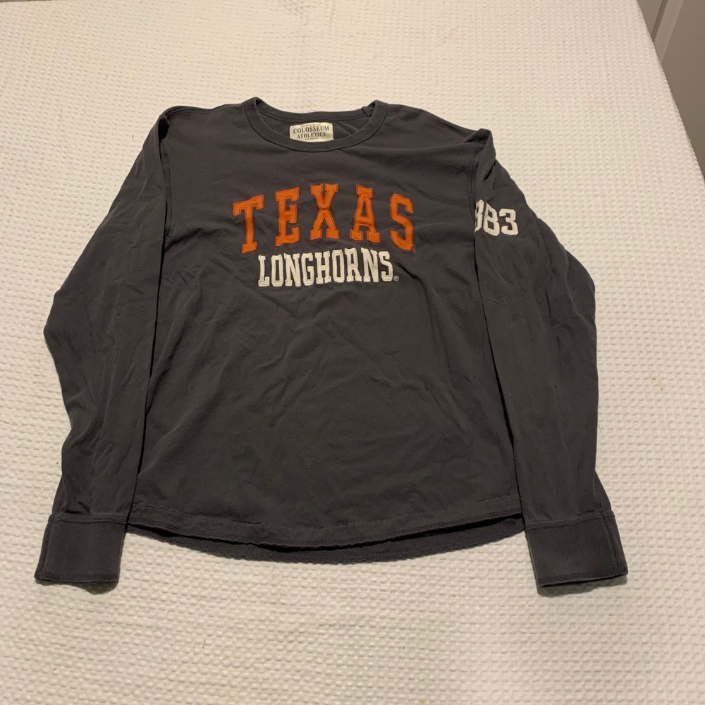 Colosseum Athletics Texas Longhorns Long Sleeve Shirt Charcoal Gray Mens XL 1883